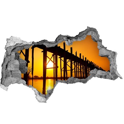 Autocolant gaură 3D Apus de soare peste dig