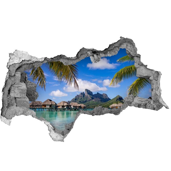 Fototapet 3D gaură în perete Palmieri pe Bora Bora