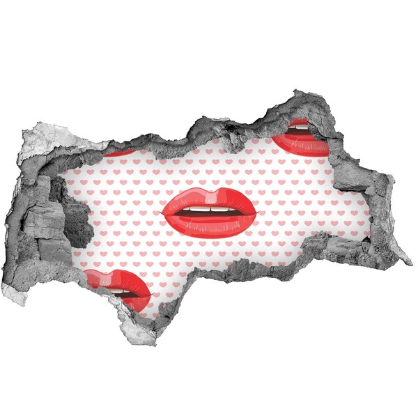 Autocolant gaură 3D Buze în inimi