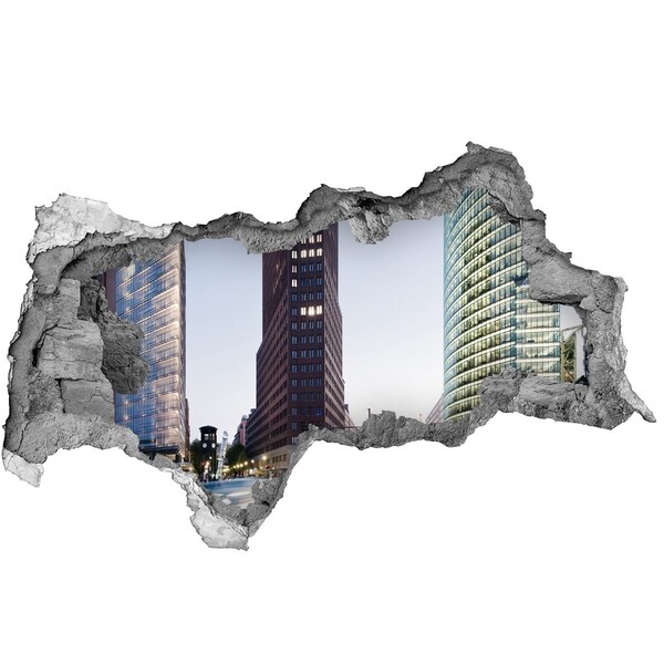 Fototapet un zid spart cu priveliște Vedere a orașului modern