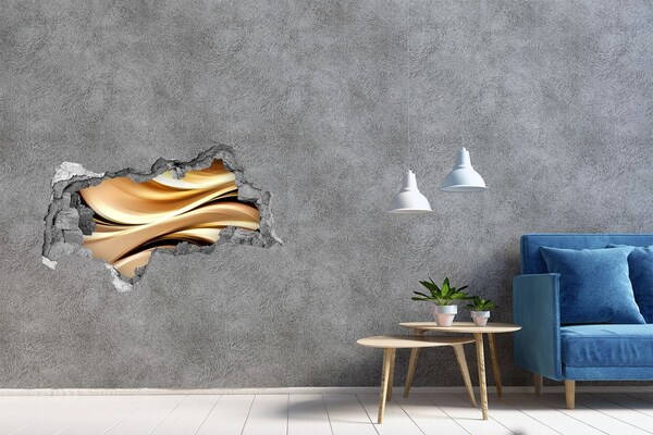 Autocolant autoadeziv gaură Valuri aurii pe perete