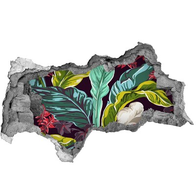 Autocolant 3D gaura cu priveliște Grădină tropicală cu gaură în perete