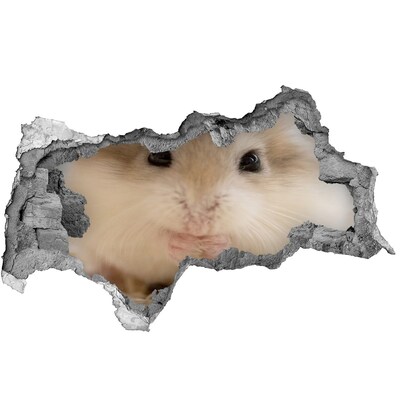 Fototapet 3D gaură în perete Hamster