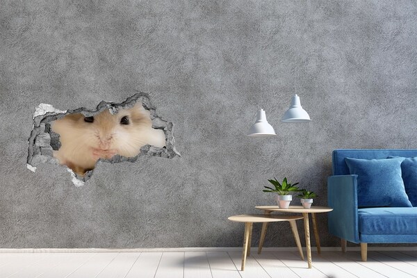 Fototapet 3D gaură în perete Hamster