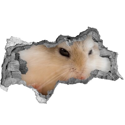 Autocolant de perete gaură 3D Hamster într-o gaură în perete