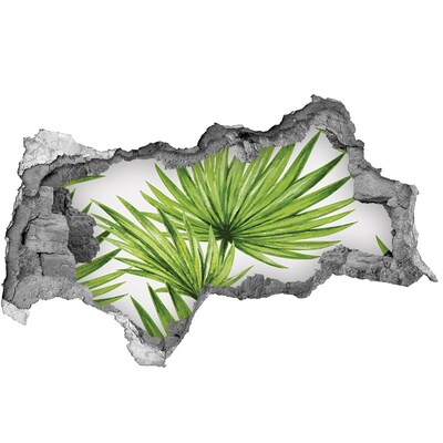 Autocolant 3D gaura cu priveliște frunze tropicale