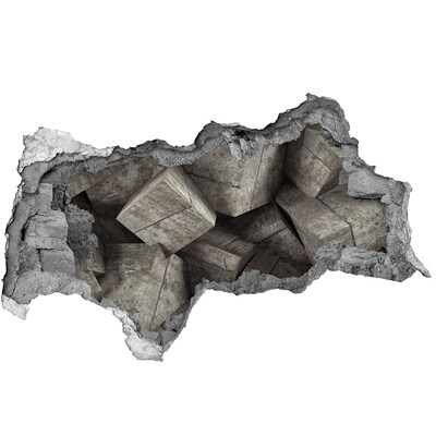 Autocolant de perete gaură 3D Un perete deteriorat cu vedere la un spațiu de beton