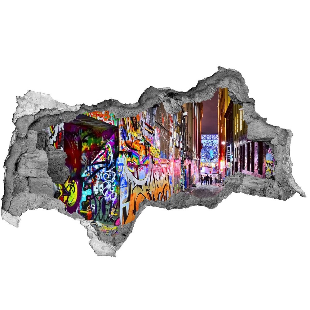 Fototapet 3D gaură în perete graffiti colorat