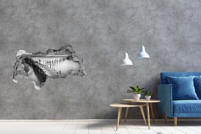 Autocolant un zid spart cu priveliște Dig într-un cadru cețos