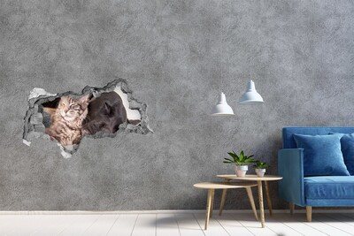 Autocolant de perete gaură 3D Un dulce moment de prietenie