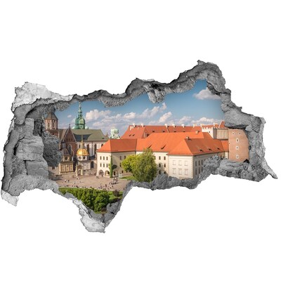 Autocolant 3D gaura cu priveliște Orașul Vechi al Cracoviei