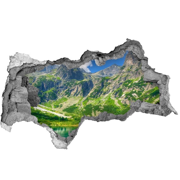 Autocolant gaură 3D Panoramă montană cu un lac