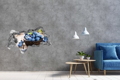 Autocolant 3D gaura cu priveliște Fructe de pădure într-un bol de lemn