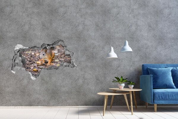 Autocolant un zid spart cu priveliște Veveriță în pădure