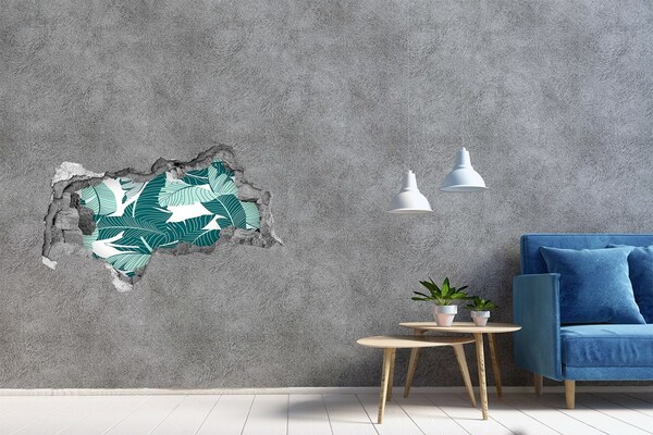 Fototapet un zid spart cu priveliște O oază tropicală într-un zid în ruine