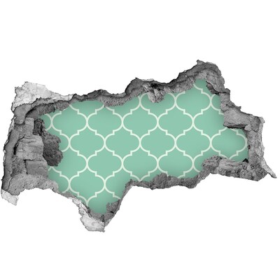 Autocolant de perete gaură 3D Mozaic verde pe fundalul unui perete deteriorat