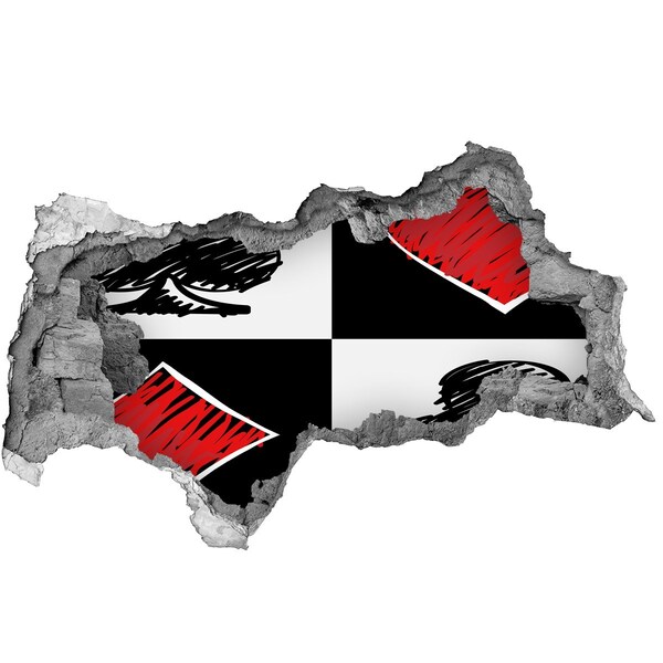 Autocolant gaură 3D Zid spart cu accente roșii