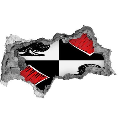 Autocolant gaură 3D Zid spart cu accente roșii