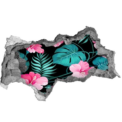 Fototapet un zid spart cu priveliște Grădină tropicală cu gaură în perete