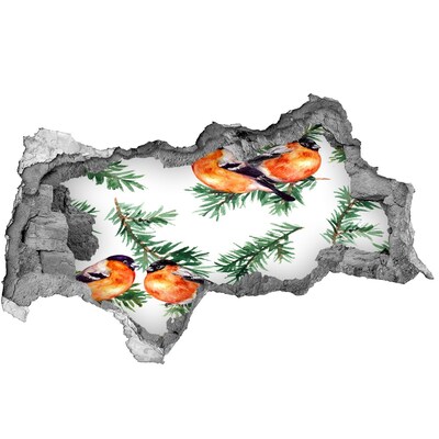 Autocolant un zid spart cu priveliște Păsări pe un fundal verde