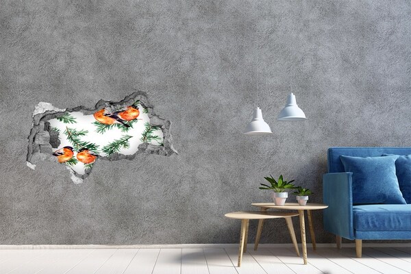 Autocolant un zid spart cu priveliște Păsări pe un fundal verde