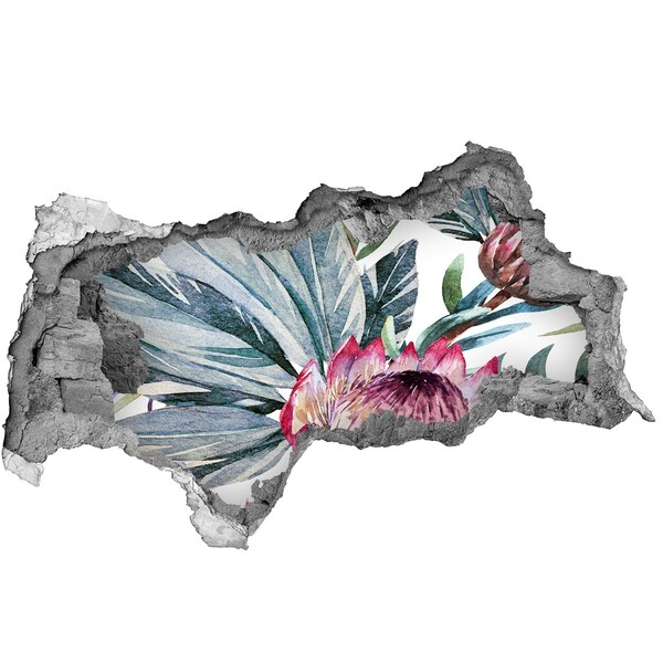 Fototapet un zid spart cu priveliște Un paradis al florilor printre frunze