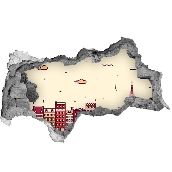 Fototapet un zid spart cu priveliște Orașul din spatele zidului