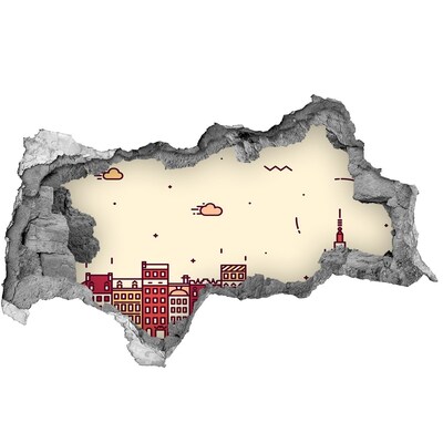 Fototapet un zid spart cu priveliște Orașul din spatele zidului