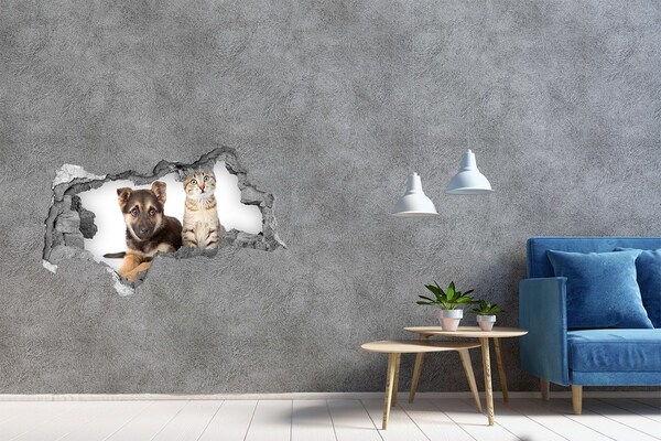 Autocolant 3D gaura cu priveliște Prieteni din curtea din spate