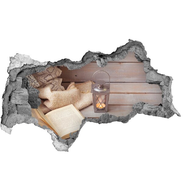 Autocolant un zid spart cu priveliște Un colț confortabil cu un felinar