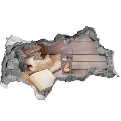 Autocolant un zid spart cu priveliște Un colț confortabil cu un felinar