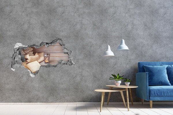 Autocolant un zid spart cu priveliște Un colț confortabil cu un felinar