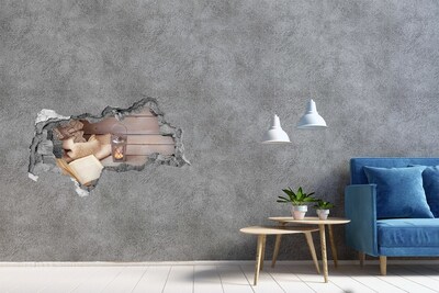 Autocolant un zid spart cu priveliște Un colț confortabil cu un felinar