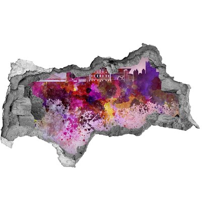 Autocolant gaură 3D Vedere colorată a orașului