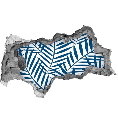 Autocolant autoadeziv gaură Frunze tropicale într-o gaură în perete