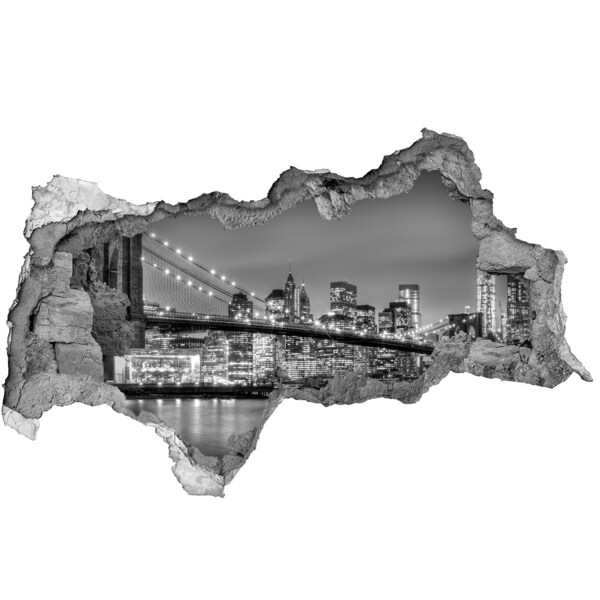 Autocolant gaură 3D Orizontul New York-ului în monocrom