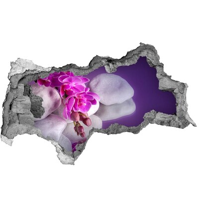 Autocolant gaură 3D Orhidee pe un fundal de pietre