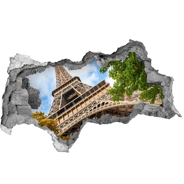 Autocolant un zid spart cu priveliște Turnul Eiffel din Paris