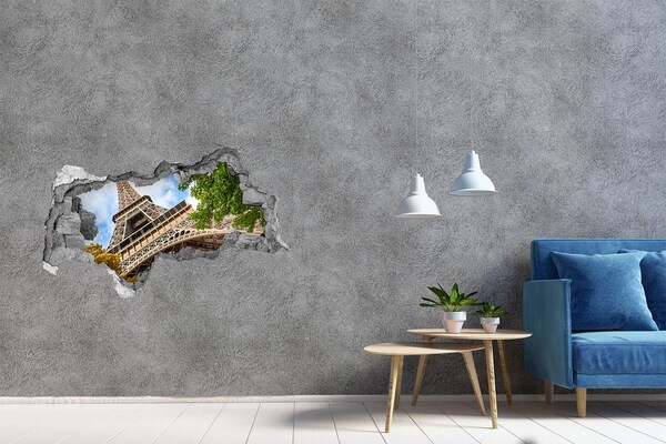 Autocolant un zid spart cu priveliște Turnul Eiffel din Paris