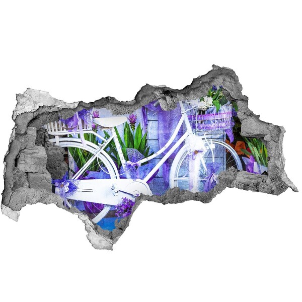 Autocolant autoadeziv gaură O bicicletă într-o grădină plină de flori