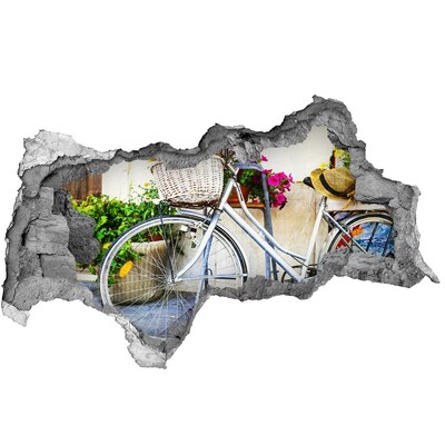 Autocolant 3D gaura cu priveliște O bicicletă într-un decor floral