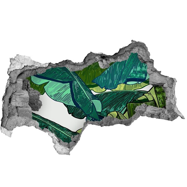 Autocolant gaură 3D Grădină tropicală cu frunze de bananier