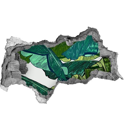 Autocolant gaură 3D Grădină tropicală cu frunze de bananier