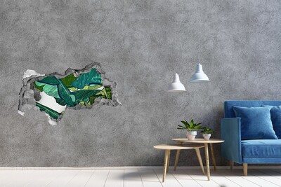 Autocolant gaură 3D Grădină tropicală cu frunze de bananier