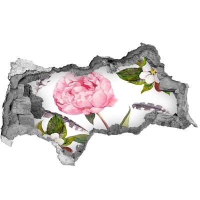 Fototapet 3D gaură în perete Pictură murală cu flori printr-o gaură în perete