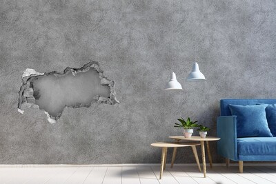 Autocolant 3D gaura cu priveliște Zid crăpat cu vedere spre beton