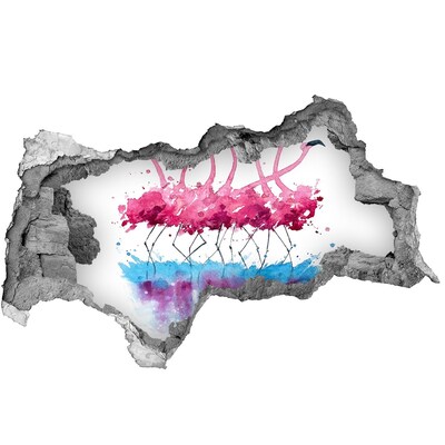 Autocolant autoadeziv gaură Flamingo în apă colorată