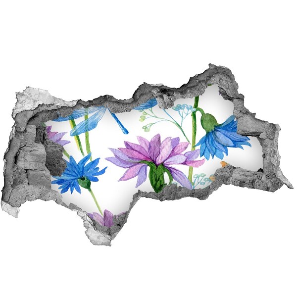 Fototapet 3D gaură în perete Mural floral cu gaură în perete