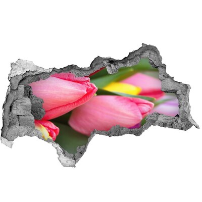 Autocolant gaură 3D Un paradis al florilor în spatele zidului