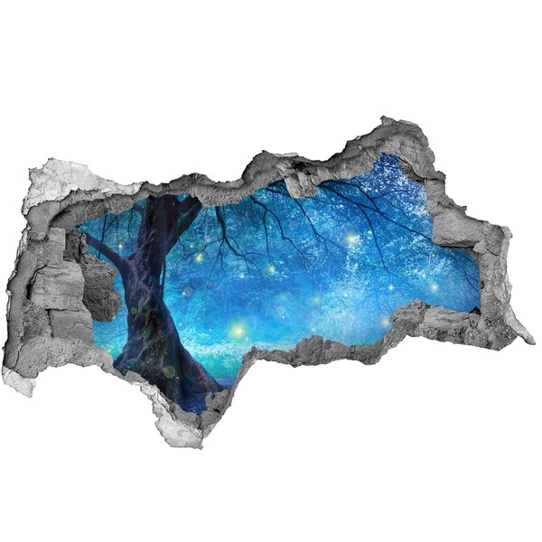 Fototapet un zid spart cu priveliște Pădurea magică în lumina lunii